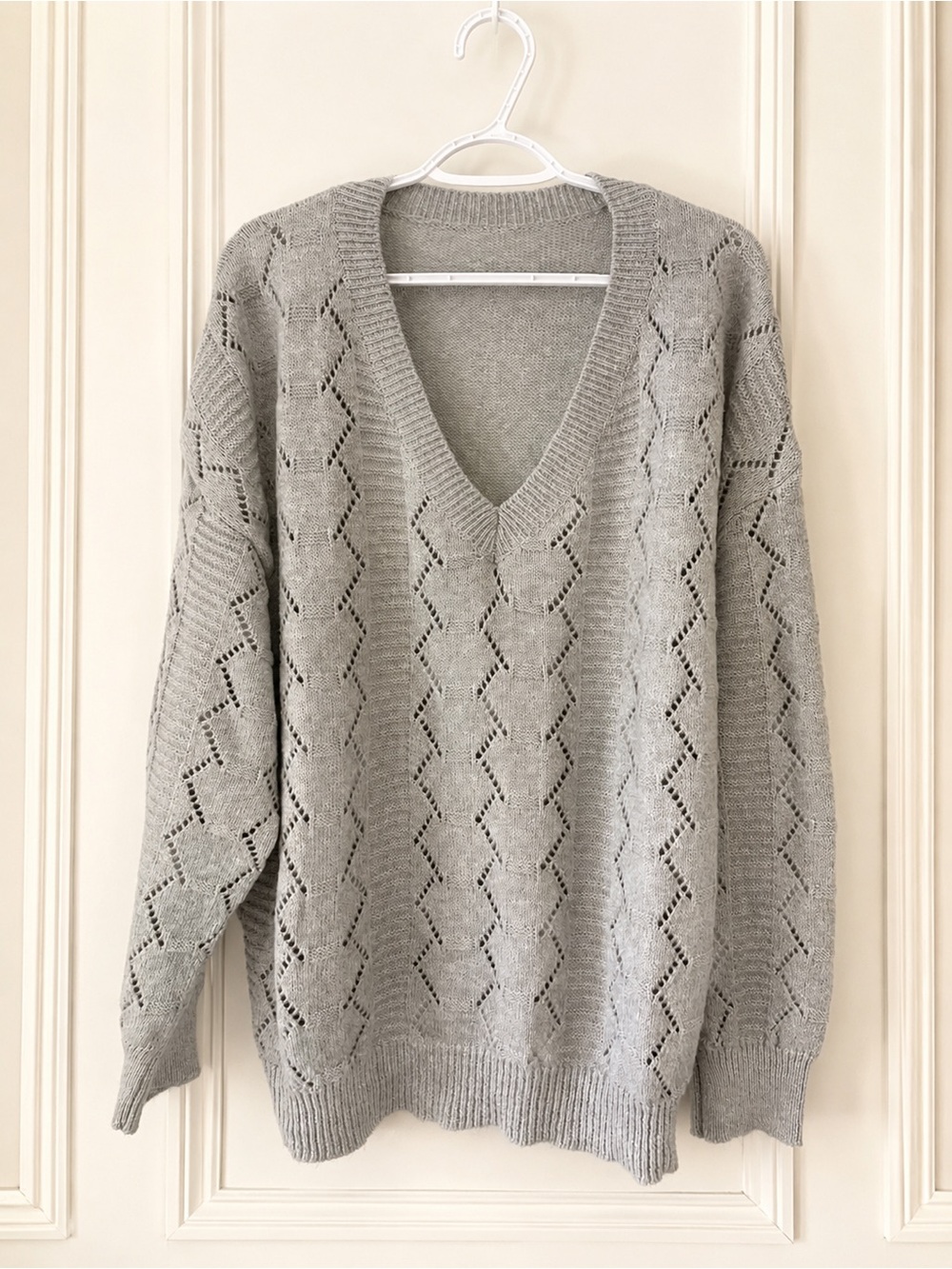 Women’s V-Neck Pointelle Knit Sweater